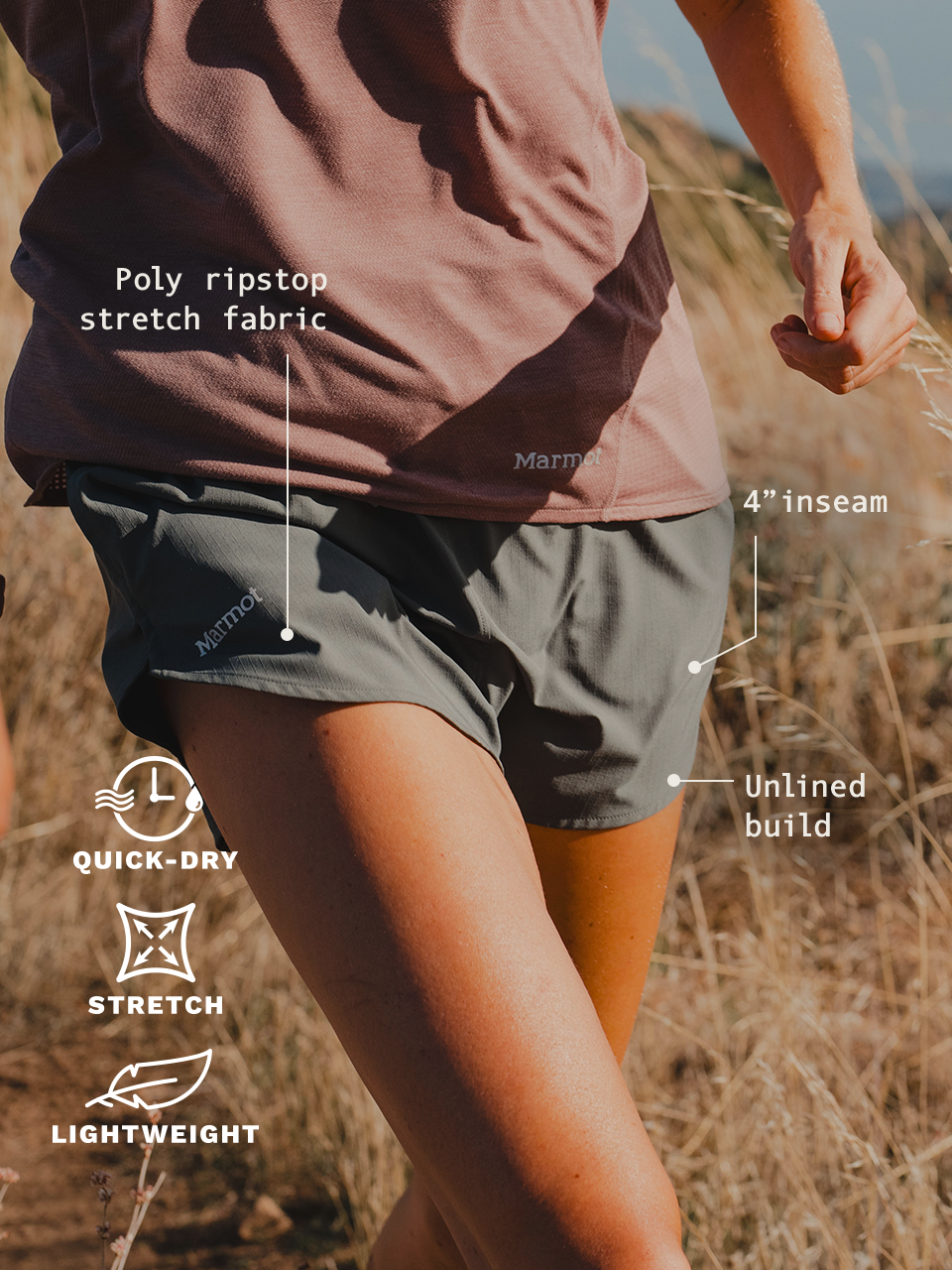 Upbeat Active Short 4" Cobblestone Marmot