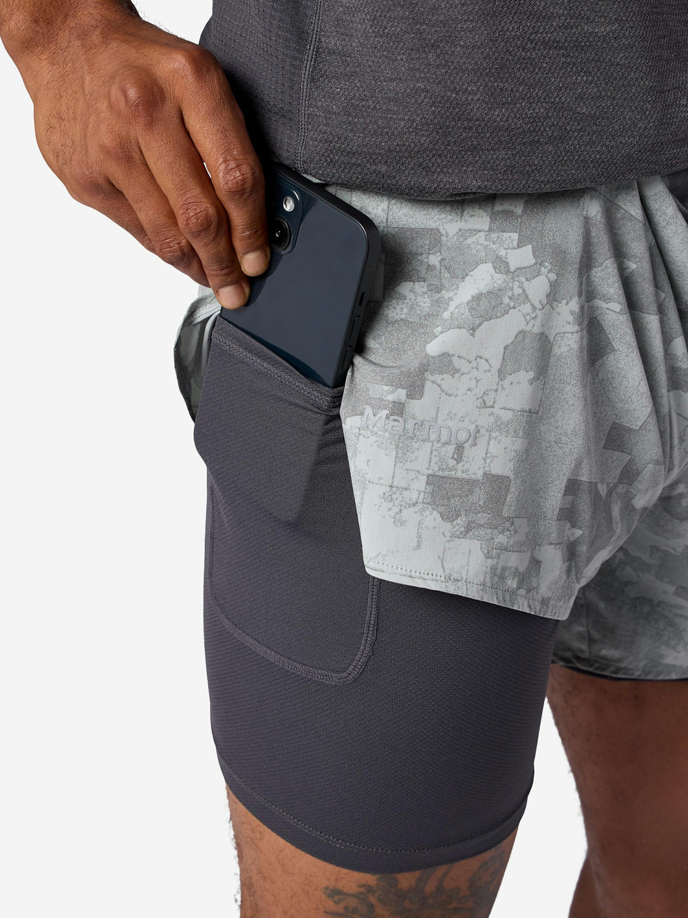 Unpaved Lined Active Short 5" Boulder Crack Map Camo Marmot