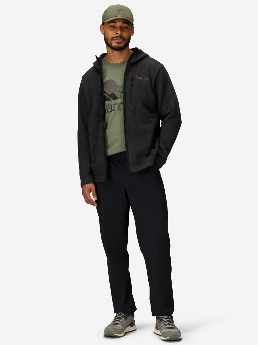 Drop Line Sweater Fleece Full-Zip Hoody Black Heather Marmot