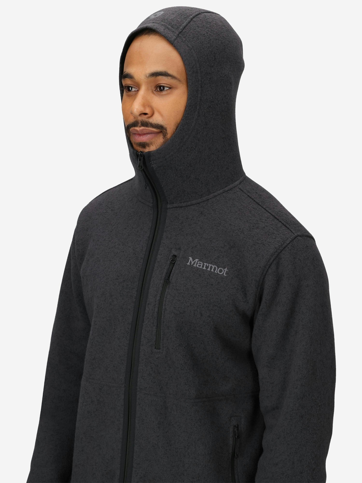 Drop Line Sweater Fleece Full-Zip Hoody Black Heather Marmot