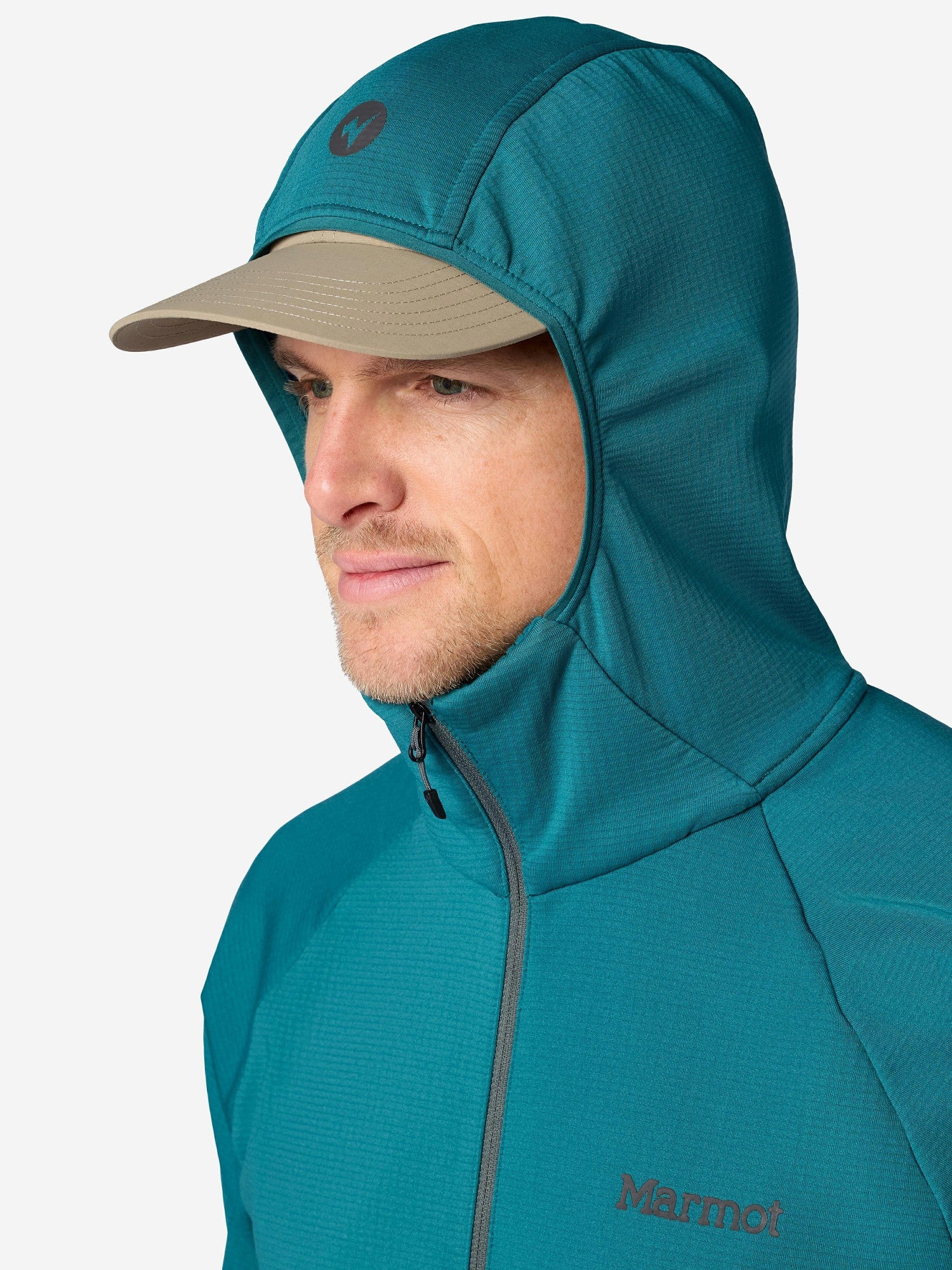Leconte Tech Grid Full-Zip Fleece Hoody Emerald Blue Marmot