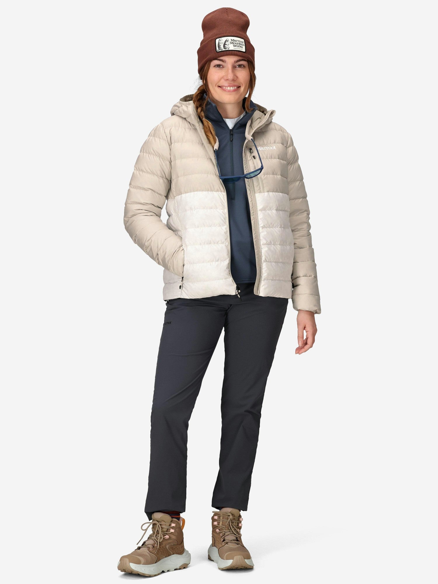 Highlander Down Hoody Birch Bark/Pearl Marmot