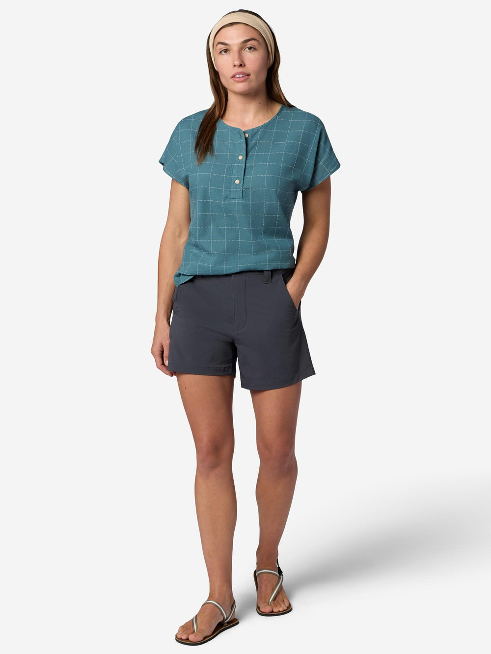 Rhea Short-Sleeve Henley Seafloor Global Plaid Marmot