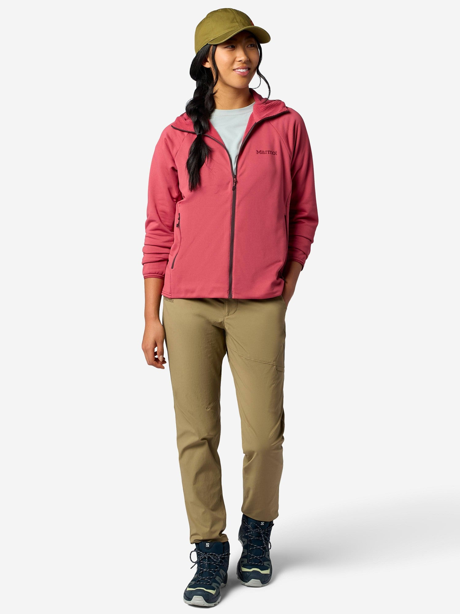 Leconte Tech Grid Full-Zip Fleece Hoody Dried Rose Marmot